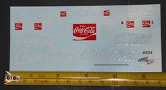 NASCAR DECAL COCA COLA LOGO SUPPLEMENT REPLACEMENT SHEET 1/25