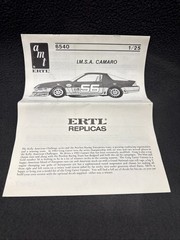 AMT IMSA Camaro 6540 Instructions Manual 1/25 3rd Gen Craig Carter’s Peerless
