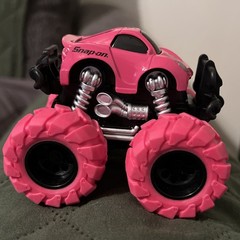 Snap-on pink #5 Monster truck race car toy car pull back and it goes 3×3 size