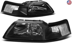 DNA MOTORING HL-OH-FM99-BK-CL1 Black Housing Headlights Replacement Compatible