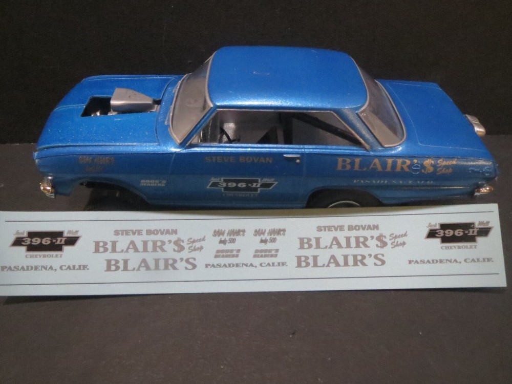 New!! Blairs Speed Shop 65′ Nova AWB 1/25 Decal from Fremont Racing Specialties