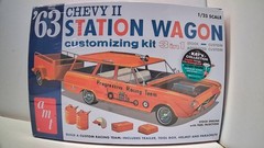 AMT 1963 63 Chevy II Station Wagon w/ Trailer 1/25 Scale Plastic Model # 1201