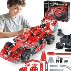 Geangvn Metal Model Car Kits – 290 Pcs Erector Set for Boys Age Small, Red