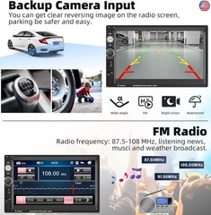 UNITOPSCI Double Din Car Stereo 7 Inch Touch Screen Car Audio Radio with