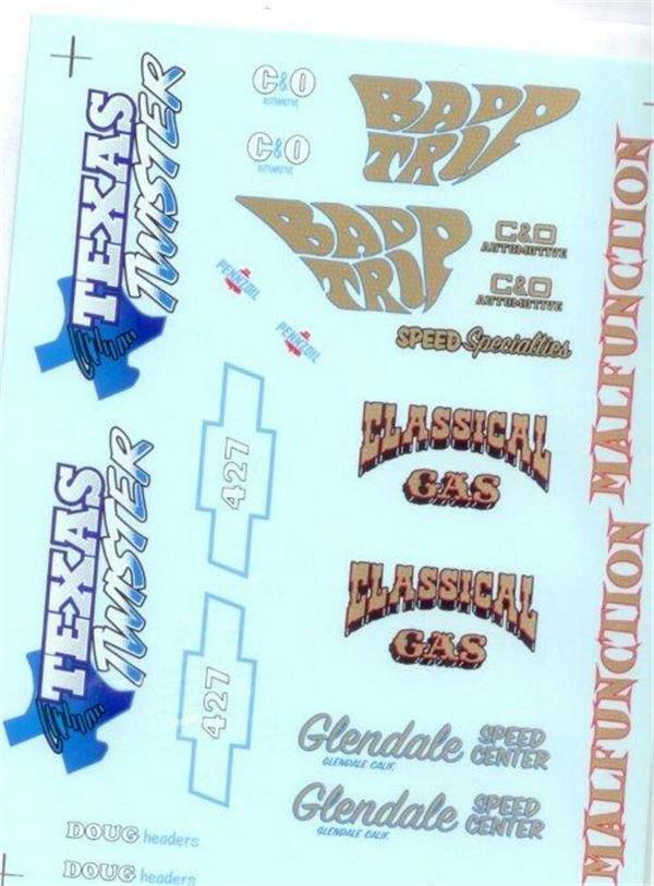 Slixx 8026 Gasser Mini Sheet #12 1/25 Drag decal