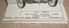 Hudson Miniatures 1914 Regal Colonial Coupe Old Timers Model Plans Directions