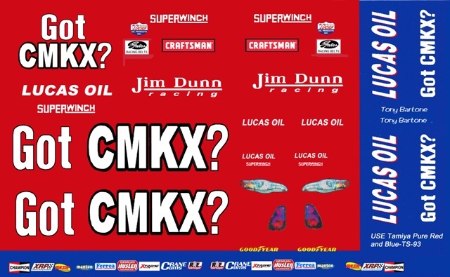 Jim Dunn Racing Got CMKX? Drag 1/24th – 1/25th Scale Decals Drag NHRA
