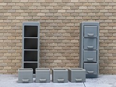 1/24 1/25 Scale File Cabinet With Drawers – G Scale diorama accessory (set of 2)
