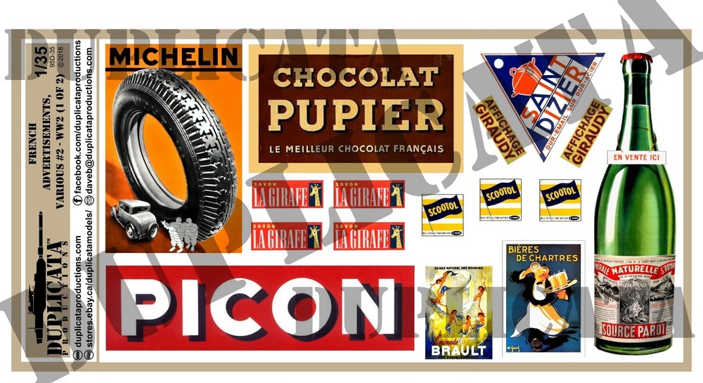 Diorama – 1/35 French Advertisement Posters, Various Sizes #2 – WW2 (2 sheets)