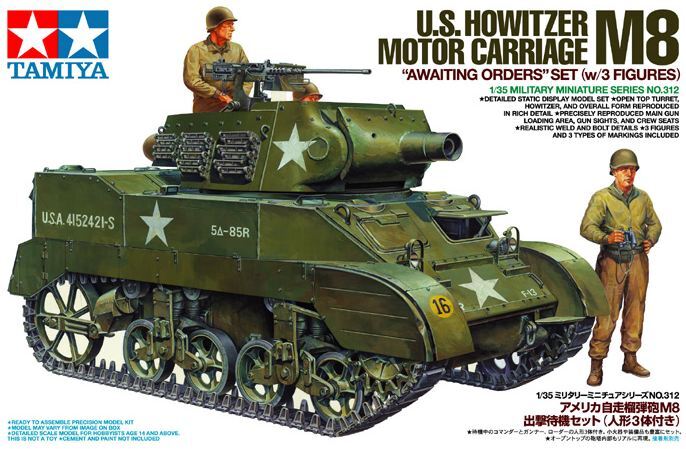 Tamiya 35312 1/35 Military Model Kit WWII U.S Howitzer Motor Carriage M8 Scott