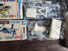 Box of vintage military vehicles models (Lot size 9) Planes Ships Car Tank