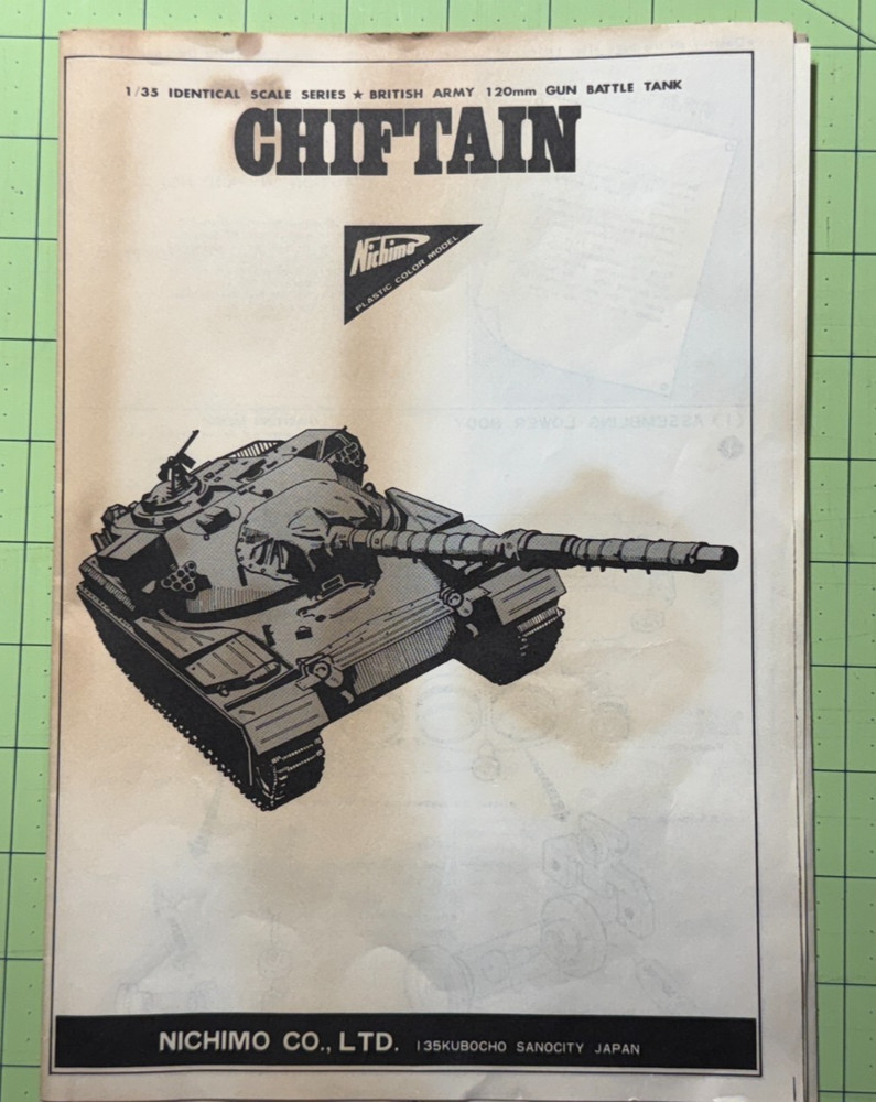 Nichimo R-3502 British Army Tank “Chieftain” Kitbash Parts Instructions Only