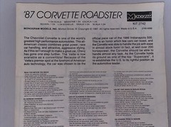 Monogram ’87 Corvette Roadster pace car 1:24 Model Kit open kit
