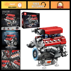 V8 Engine Model Kit – 8-Cylinder Building Set with Motor, STEM Toy for Adults &