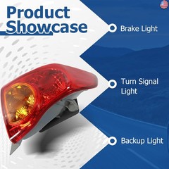 WFLNHB Right Passenger Side Outer Tail Light Assembly Replacement for Toyota