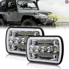 BraveWAY 5×7 7×6 LED Headlights Chips High/Low Beam with Halo Angel Eyes White