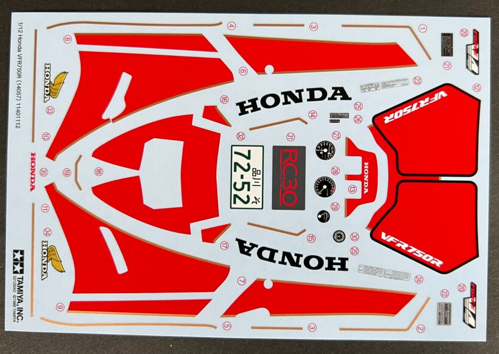 Tamiya Decals 1/12 HONDA HONDA VFR750R .Item14057 from Japan