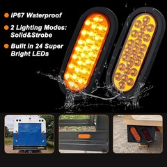 4Pcs 6″ Inch Oval Led Strobe Lights Amber 24 LED Recessed Oval Stobe Flash Truck