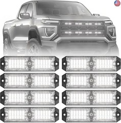 8pcs 12-LED Emergency Strobe Light Ultra Slim Grille Flashing Warning Light Kit