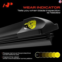 A-Premium Pack of 2 Windshield Wiper Blades with Wear Indicator & Towel –