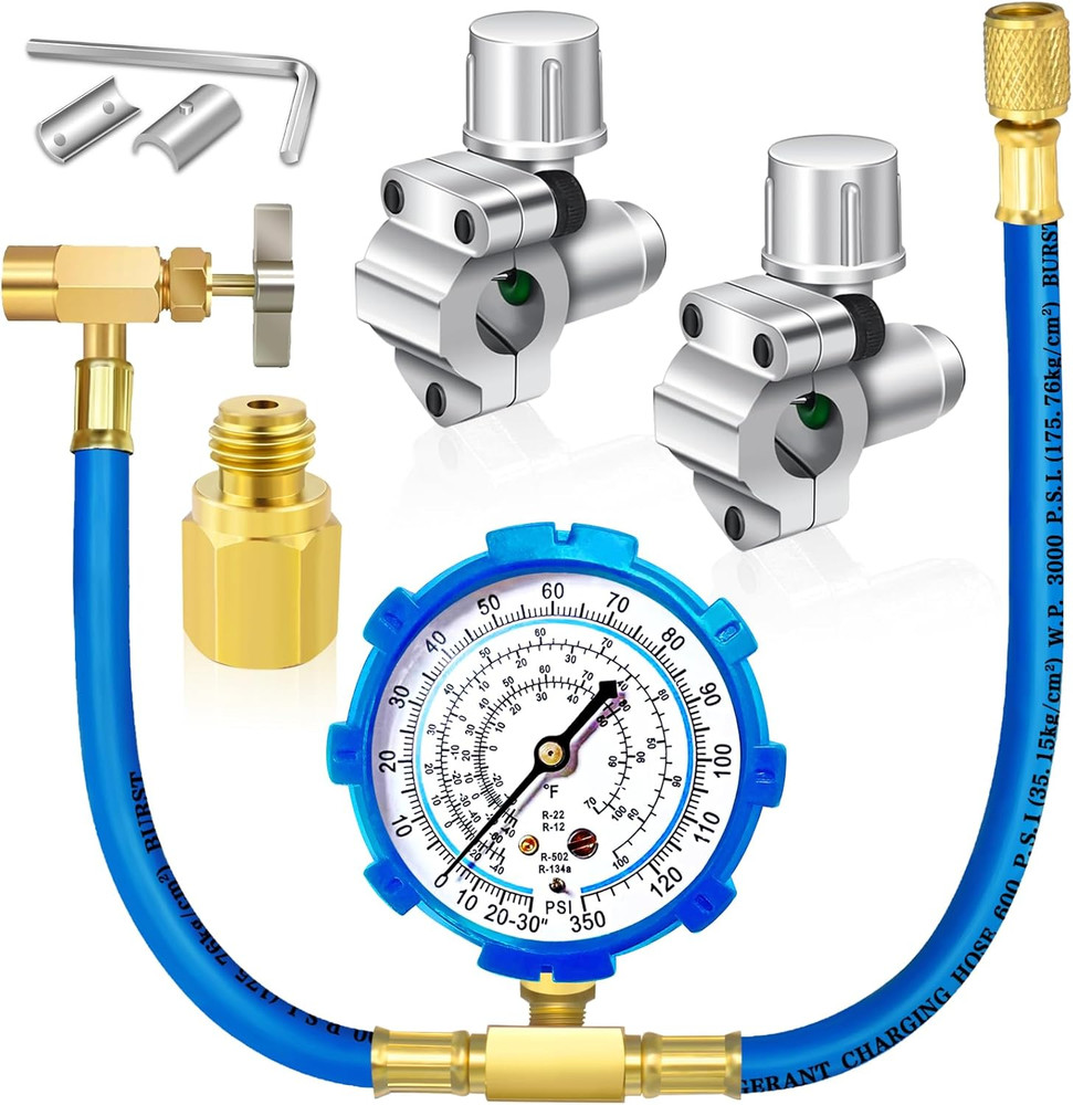 Refrigerator Freon Recharge Hose Kit-R134A R12 R22 Fridge Recharge Tool Kit with