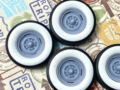 Resin 15-Inch “Chrome Reverse” Wheels, W/ Wide Whitewalls,1/24 1/25 Scale