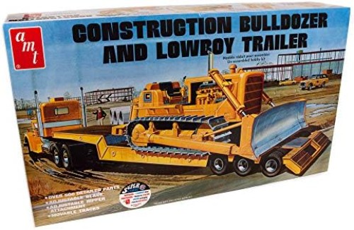 AMT 1/25 Construction Bulldozer Lowboy Trailer Set Plastic Model kit AMT1218