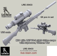 Live Resin 1/35 Vietnam War M21 with AN/PVS-2 Night Vision Scope with Supressor