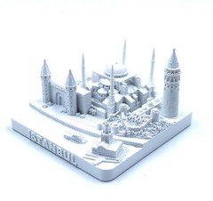 Copy of Istanbul City Skyline 3D Model Landmark Replica Square Matte White 4