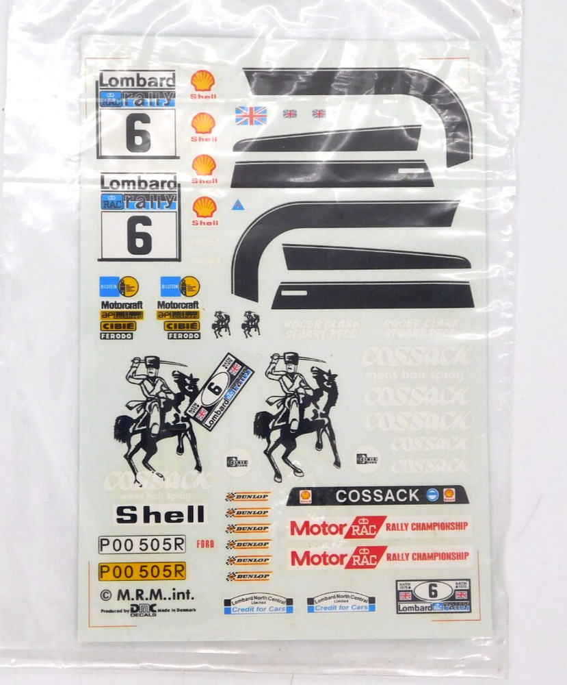 Decal DMC Mk2 Ford Escort Rally Car Cossack 1:24 Roger Clark Shell #6 Lombard