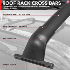 DNA MOTORING Front, Rear Pair of Roof Rack Cross Bars Compatible with Kicks