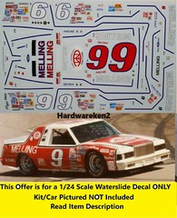NASCAR DECAL # 9 MELLING 1982 FORD THUNDERBIRD BILL ELLIOTT POWERSLIDE 1/24
