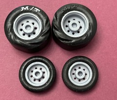1/24 Scale: 17/15-inch “Weld Draglite” Wheels W/Wrinkled Drag Slicks; Resin, 3D