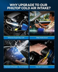 Philtop 2.75 Cold Air Intake Kit Shield Compatible Honda Civic 2016 2017 2018