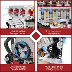 Realistic V8 Engine Model Kit – 2347 PCS for Kids & Adults, Perfect STEM Gift
