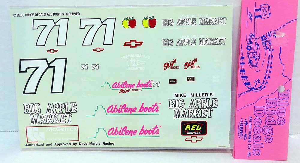 Blue Ridge #71 Abilene Boots Lumina-Dave Marcis 1/24 waterslide Nascar decal