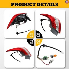 Outer Tail Light Assembly w/Bulbs Passenger Side Compatible with Sentra 2013