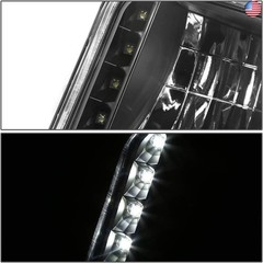 DNA MOTORING HL-OH-F15092-6P-LED-BK-AM Black Amber Headlights Compatible with