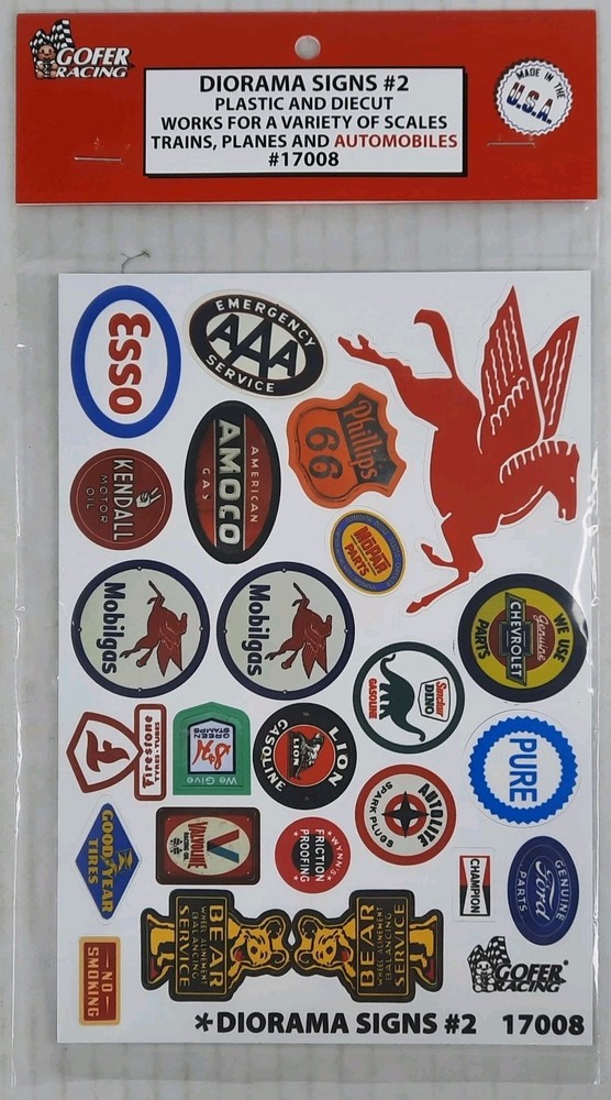 GOFER RACING DECALS diorama signs 2 oil and gas SHEET 1:24 1:25 CAR MODEL 17008