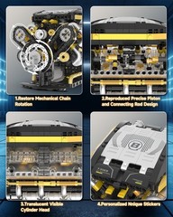 Karei V8 Engine Building Set – 1065 PCS Model Kit with Electric & Manual Modes