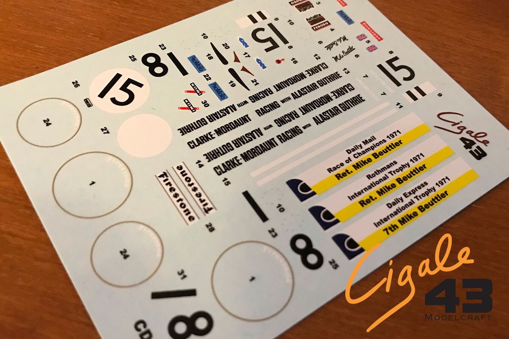 NEW Decals March 701 F1 1971 1/43rd scale for Tameo Kits by Cigale43 CDS028
