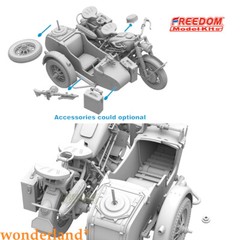 Freedom 16005 1/16 WWII German Military Motocycle R75 with Sidecar Model Kit