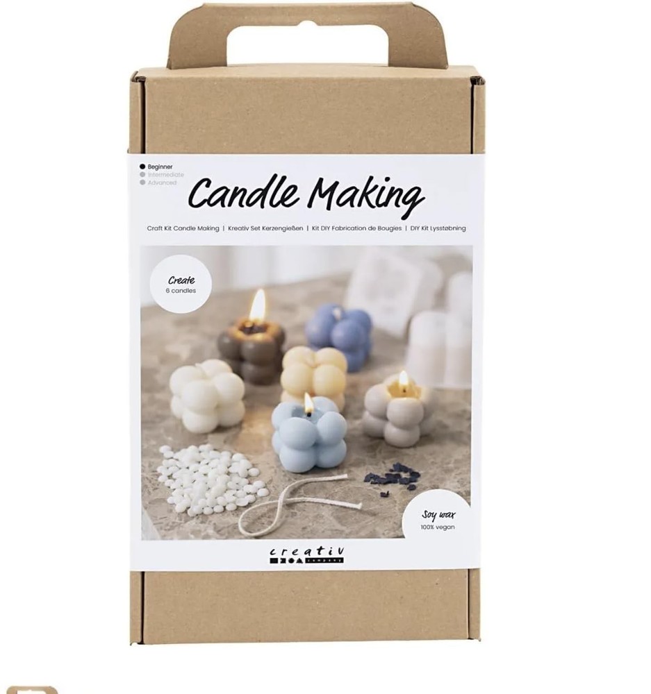 Craft Kit Candle Making, Warm Beige, Cream, Light Blue, Soy Candles, 1 Pack