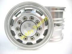 B Set 1/14 R/C 3-Axle 6X4 Tractor Truck ALLOY WHEELS SILVER Rims re Tamiya