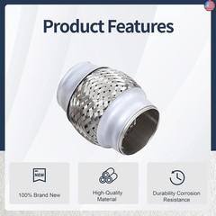 2PCS Exhaust Flex Pipe Stainless Steel Double Braid 2.25″Inch (2 1/4″) ID x 4″