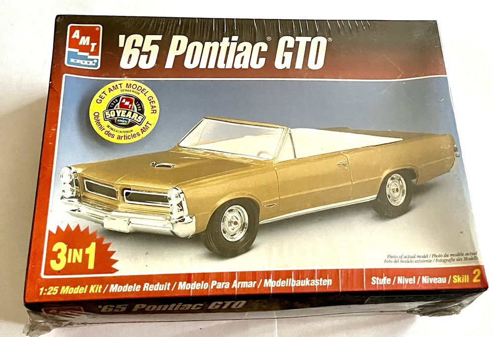 🏁 AMT ’65 Pontiac 389 V-8 GTO Model Factory Sealed Build 1 of 3 Ways 1/25 🏁