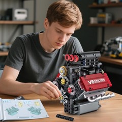 STEM Mini V8 Engine Kit with Battery & Motor []