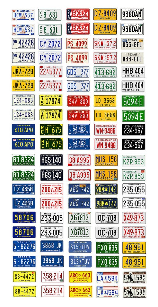 1/18 scale model car assorted USA 1970s license plates state tags 1:18