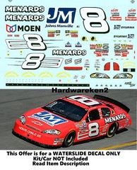 NASCAR DECAL # 8 MENARDS JOHNS MANVILLE 2007 BGN MONTE CARLO DALE EARNHARDT JR.