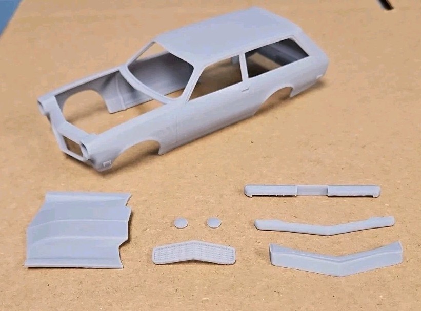 ABS-LIKE RESIN 3D PRINTED 1/25 1971 CHEVY VEGA WAGON BODY SET, COWL HOOD